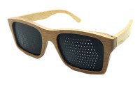 Rasterbrille BAMBOO - Hölzerne Lochbrille mit Bambus Etui